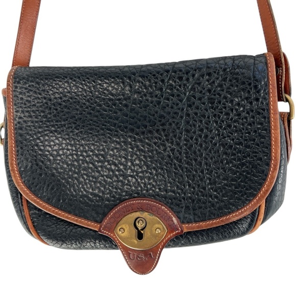Vintage Dooney & Brooke Shoulder/Cross Body Bag All Weather Leather Black/Brown - Picture 10 of 10